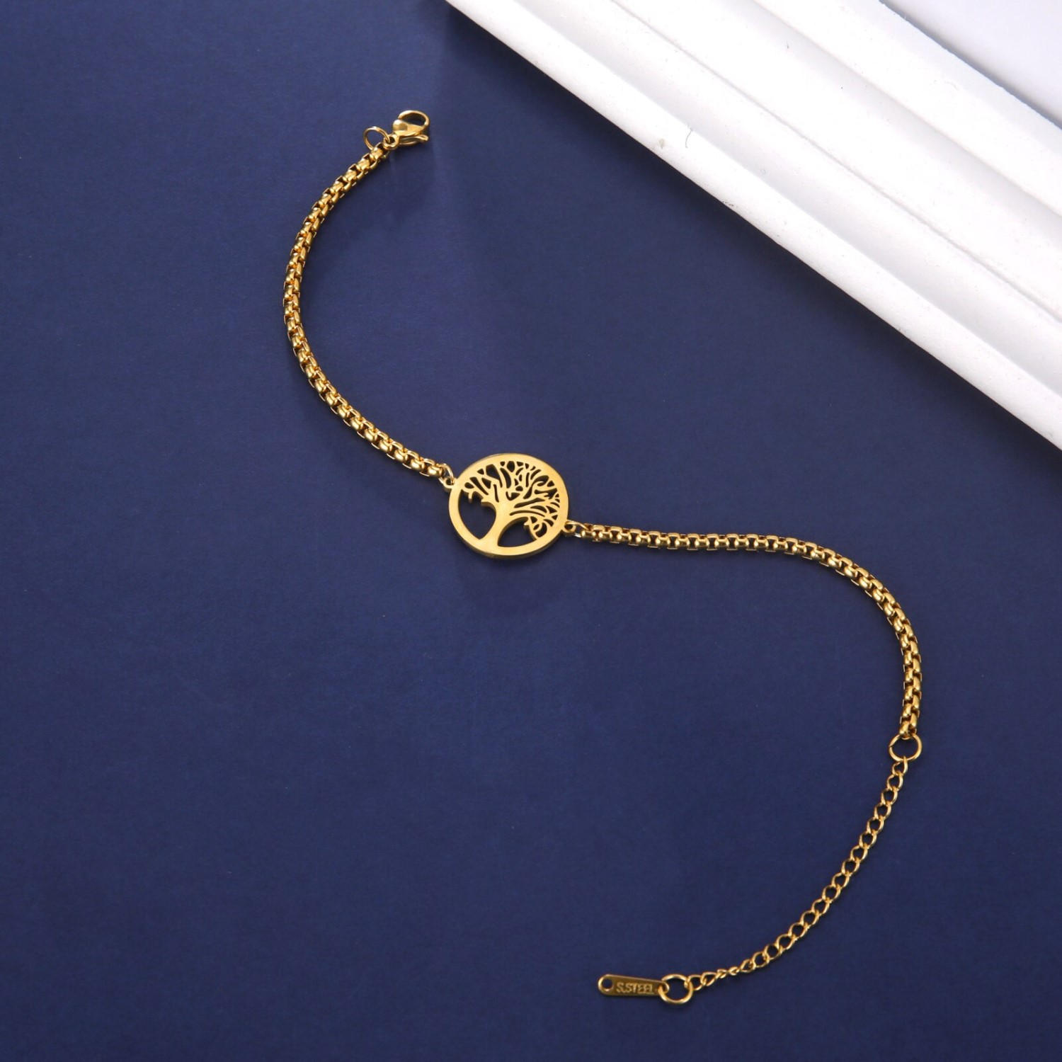 Pulsera Arbol de la Vida Dorado Acero - Imagen 2