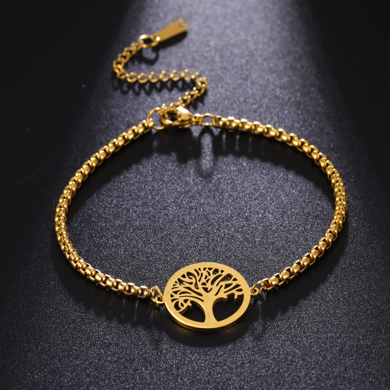 Pulsera Arbol de la Vida Dorado Acero - Imagen 4