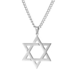 Colgante Collar Estrella David Acero Plateado