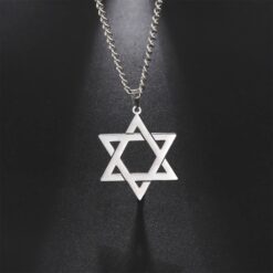 Alternative view of Colgante Collar Estrella David Acero Plateado