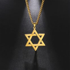 Alternative view of Colgante Collar Estrella David Acero Dorado