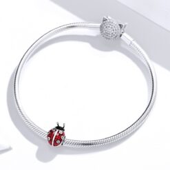 Alternative view of Charm Dije Plata 925 Mariquita Roja con Negro