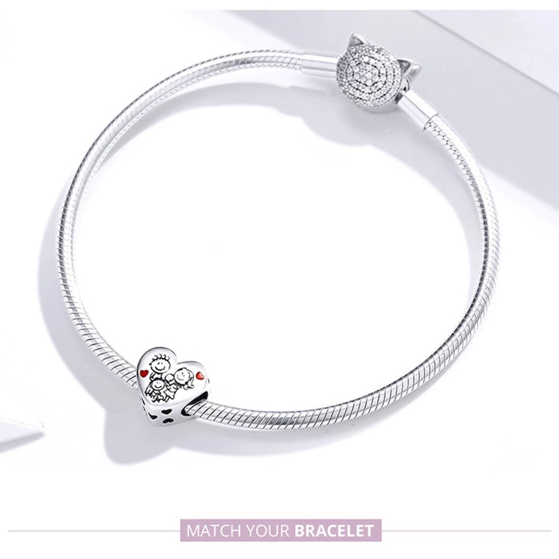 Charm Dije Plata 925 Corazon Familia Love - Imagen 2