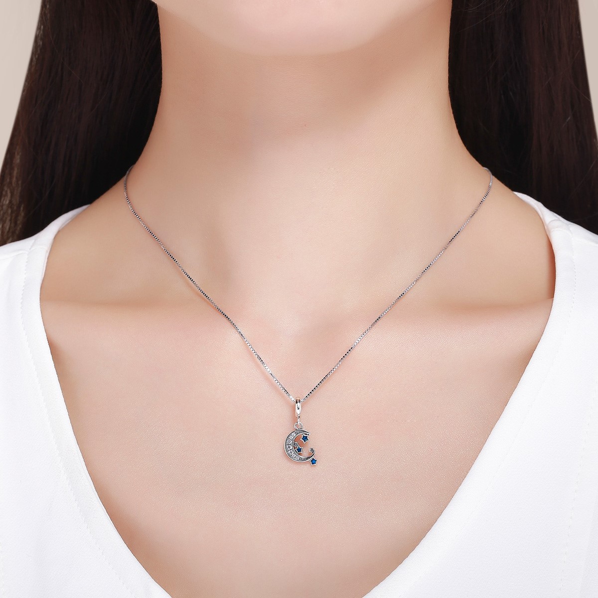 Charm Dije Plata 925 Luna y Estrellas Azul - Imagen 5