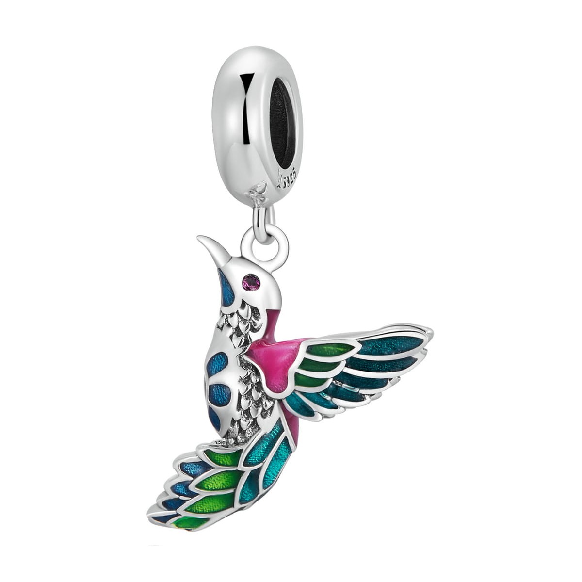 Charm Dije Plata 925 Colibri Ave Multicolor Pajaro