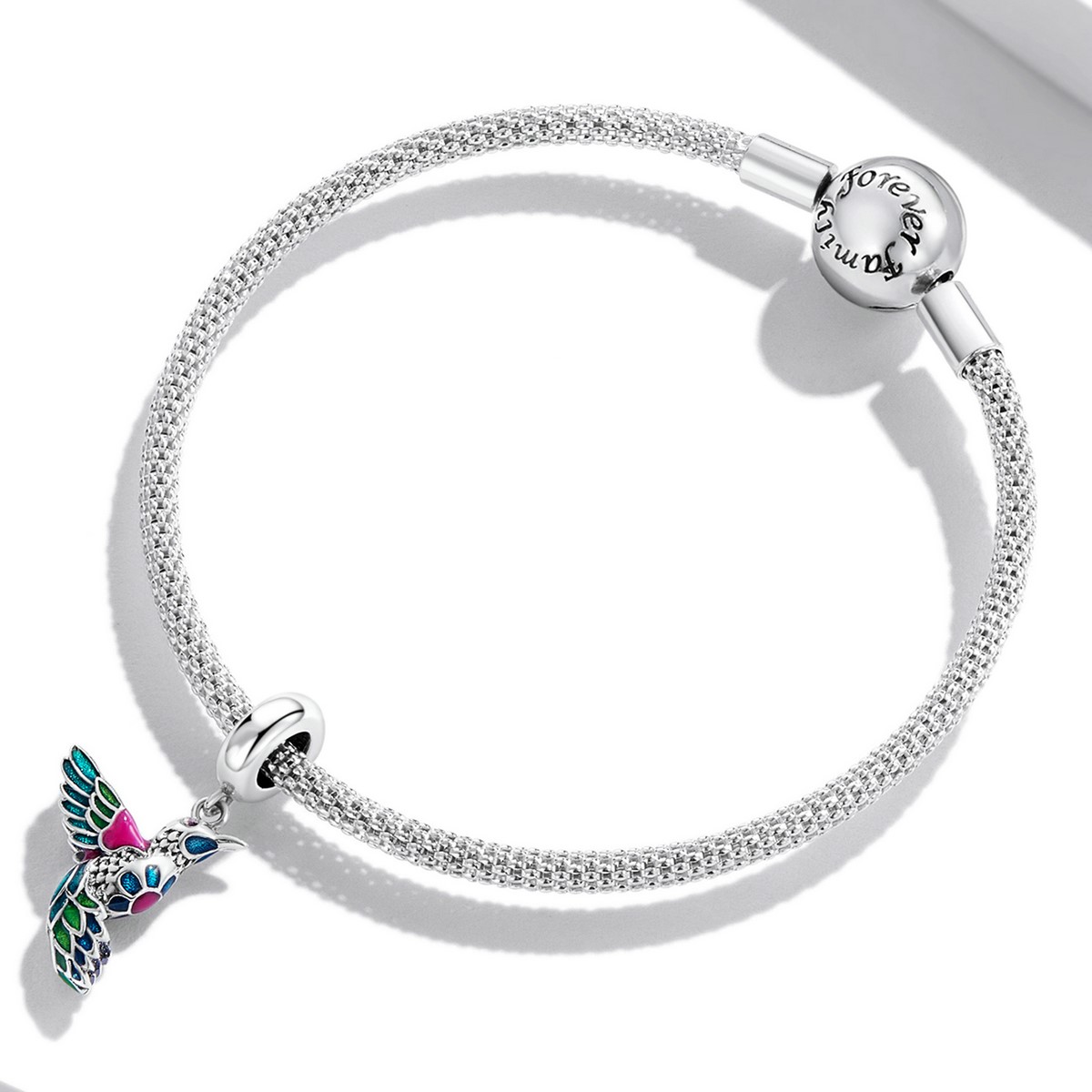 Charm Dije Plata 925 Colibri Ave Multicolor Pajaro - Imagen 2