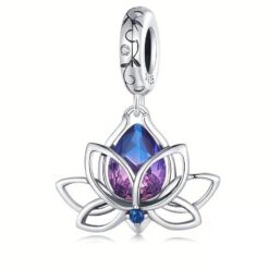 Charm Dije Plata Flor De loto Cristal Tornasol