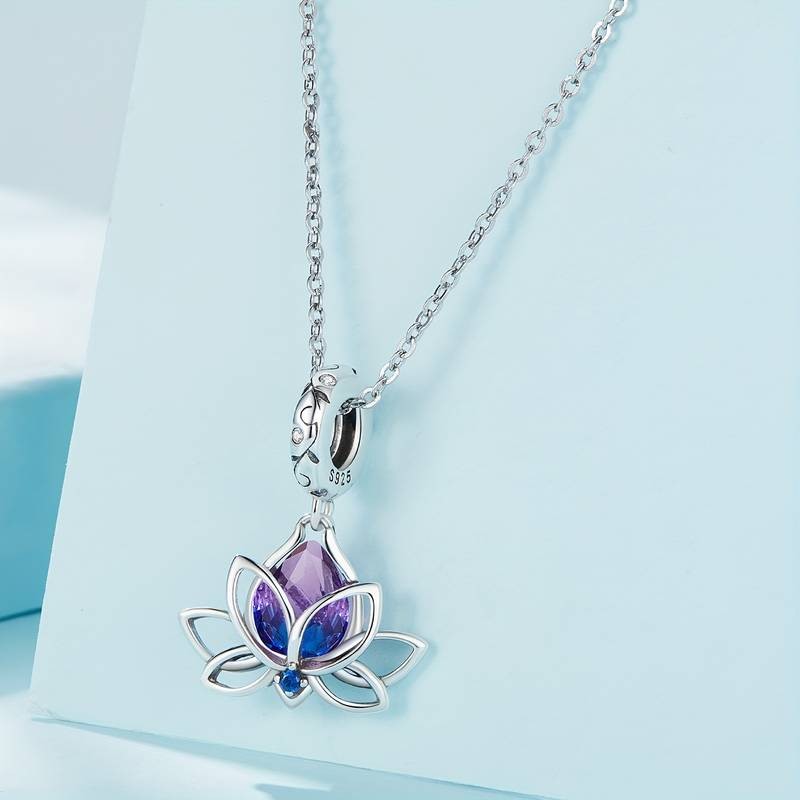 Charm Dije Plata Flor De loto Cristal Tornasol - Imagen 5