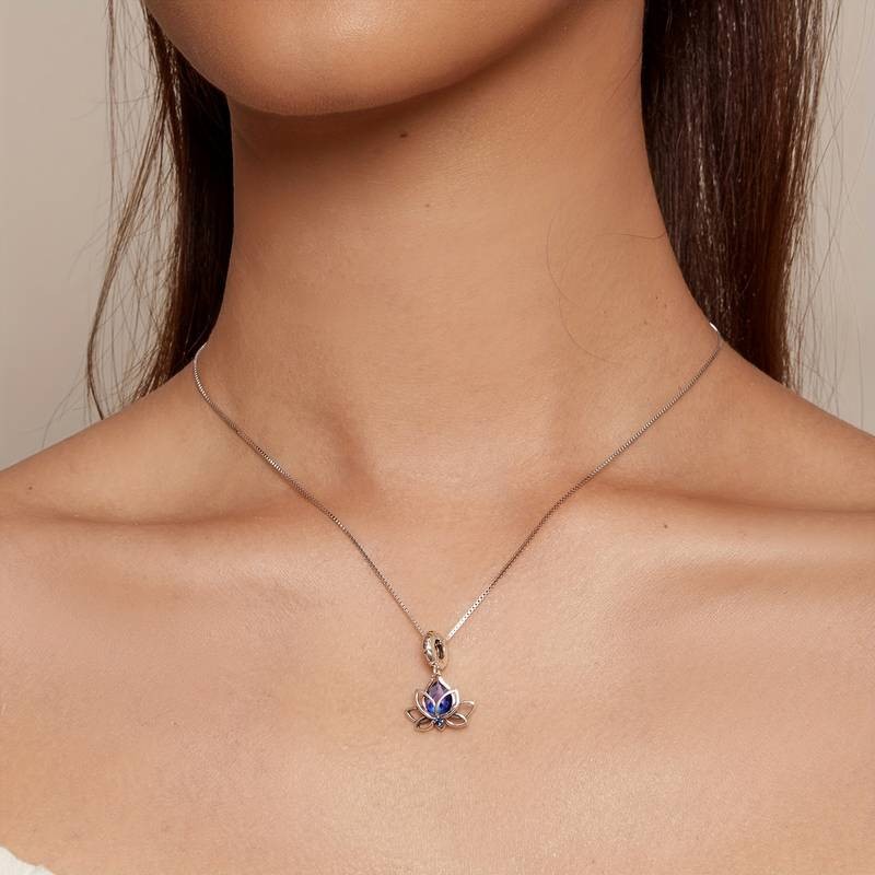 Charm Dije Plata Flor De loto Cristal Tornasol - Imagen 6