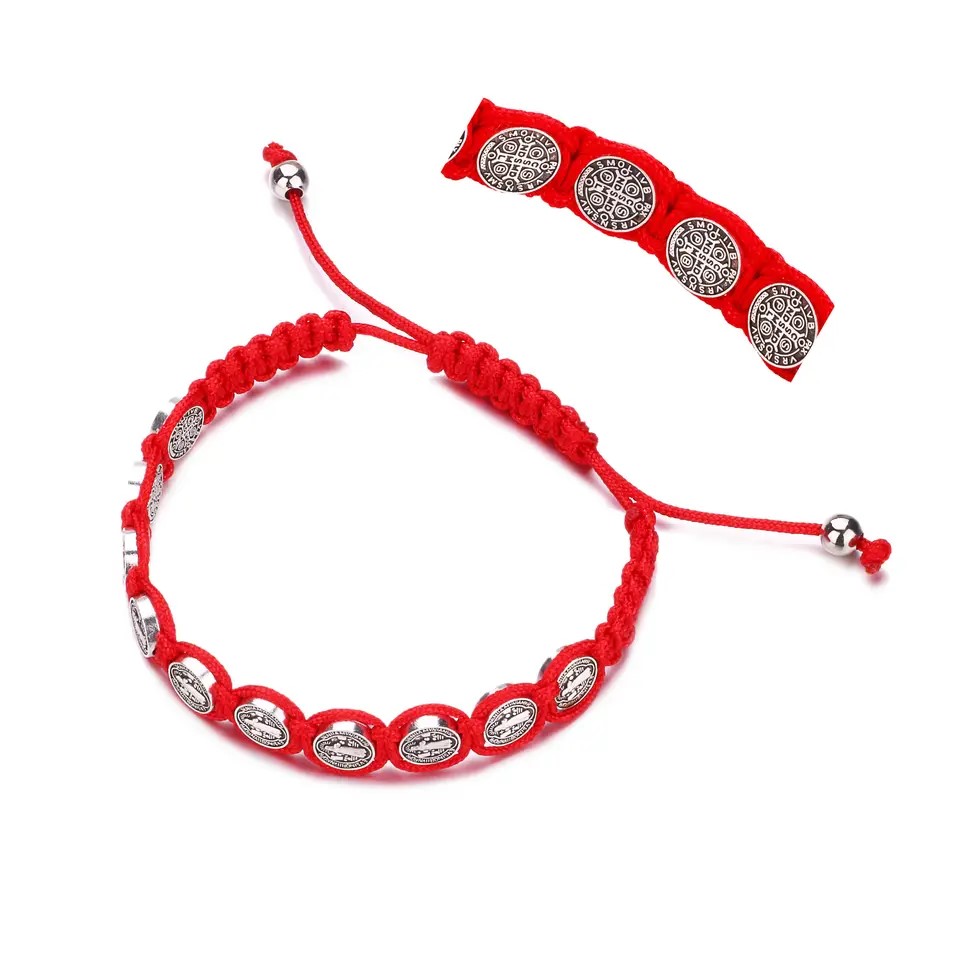 Pulsera Hilo Rojo San Benito Protector 10 Medallas - Imagen 3