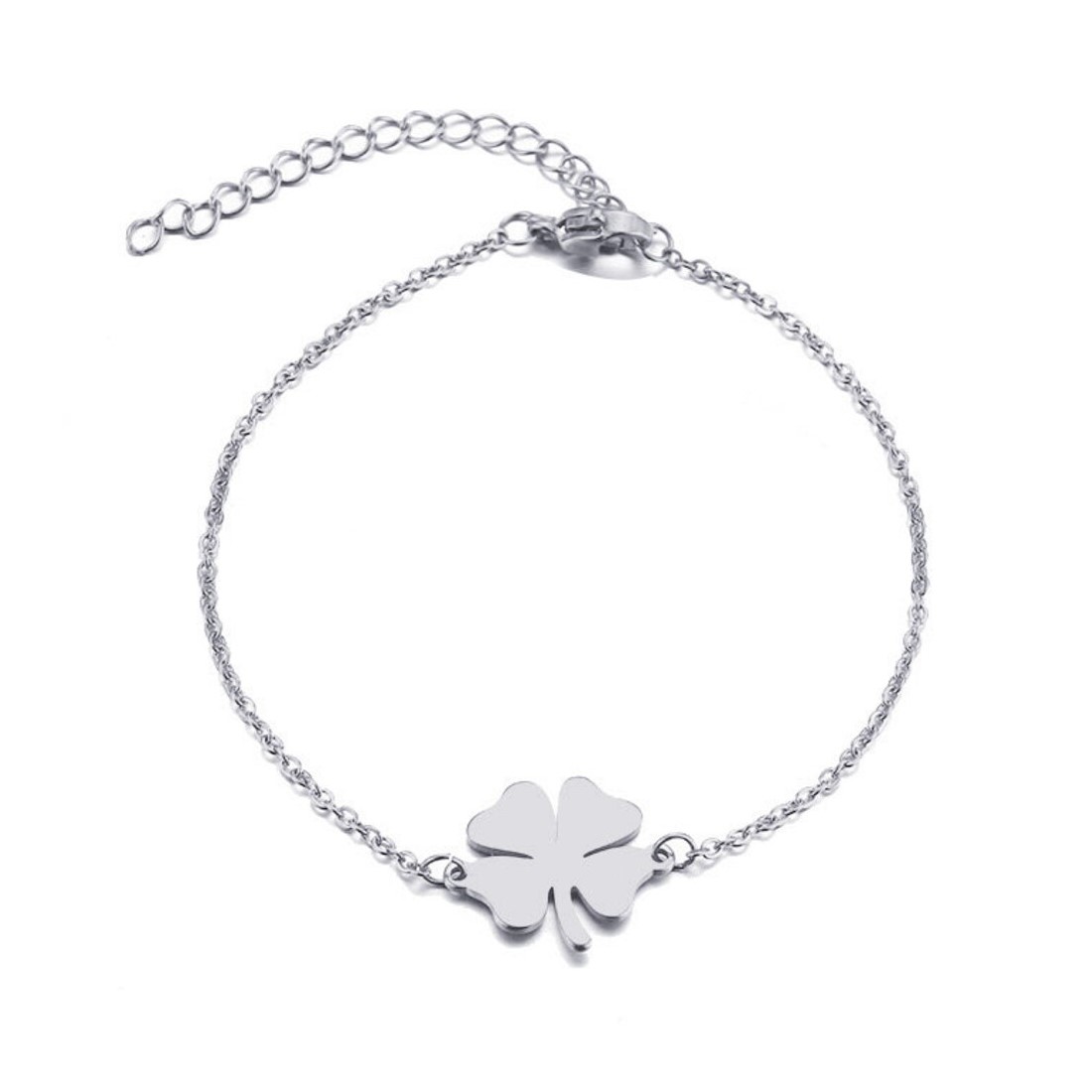 Pulsera Trebol de La Suerte Plateada Acero
