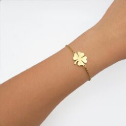 Alternative view of Pulsera Trebol de La Suerte Dorada Acero