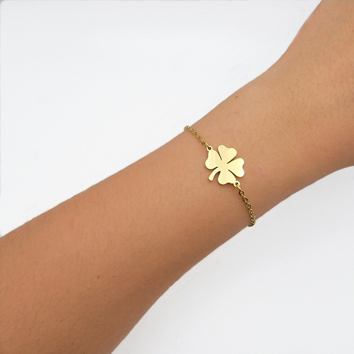 Pulsera Trebol de La Suerte Dorada Acero - Imagen 2