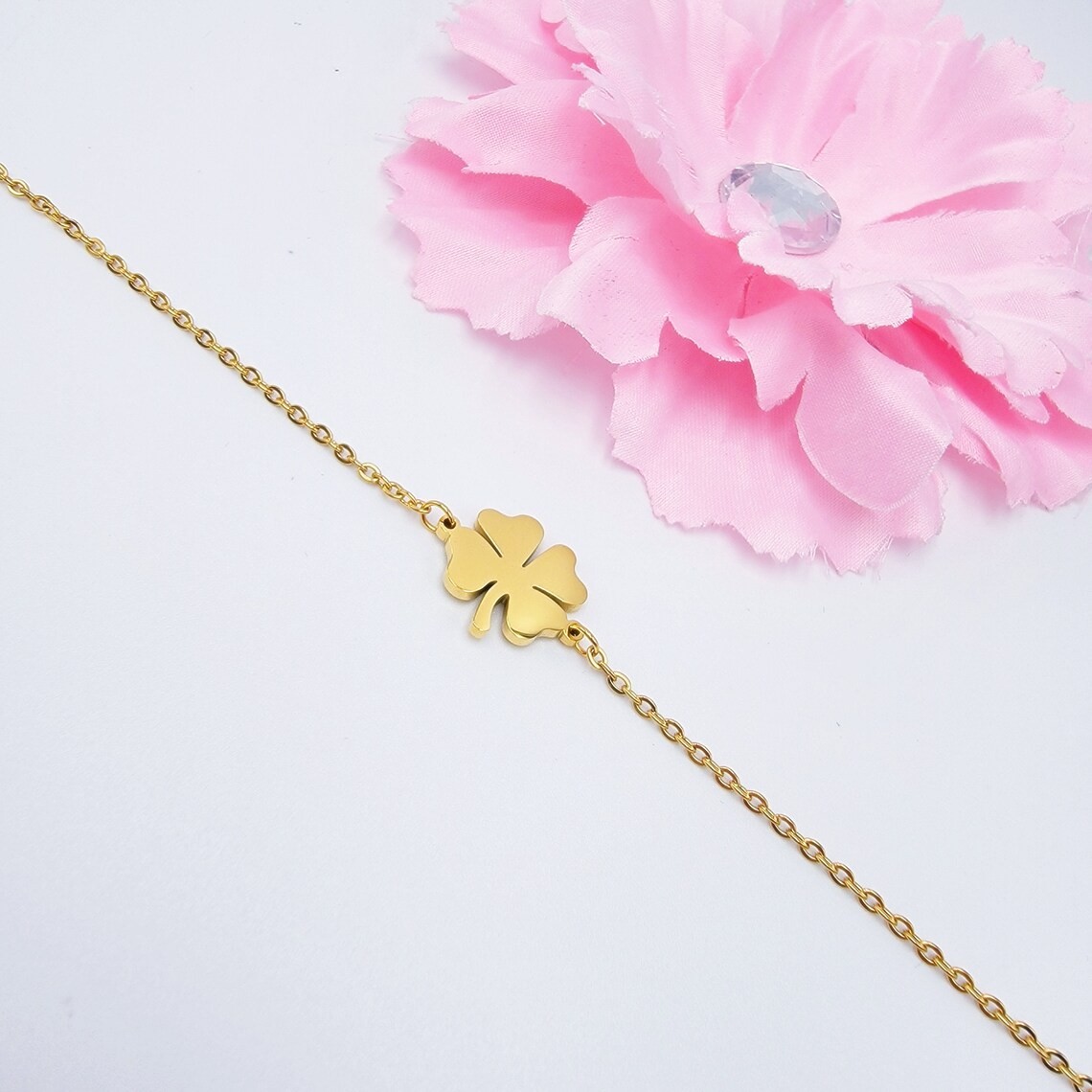 Pulsera Trebol de La Suerte Dorada Acero - Imagen 3