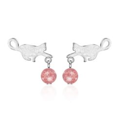 Aros Gatito Jugueton Bolita Rosada