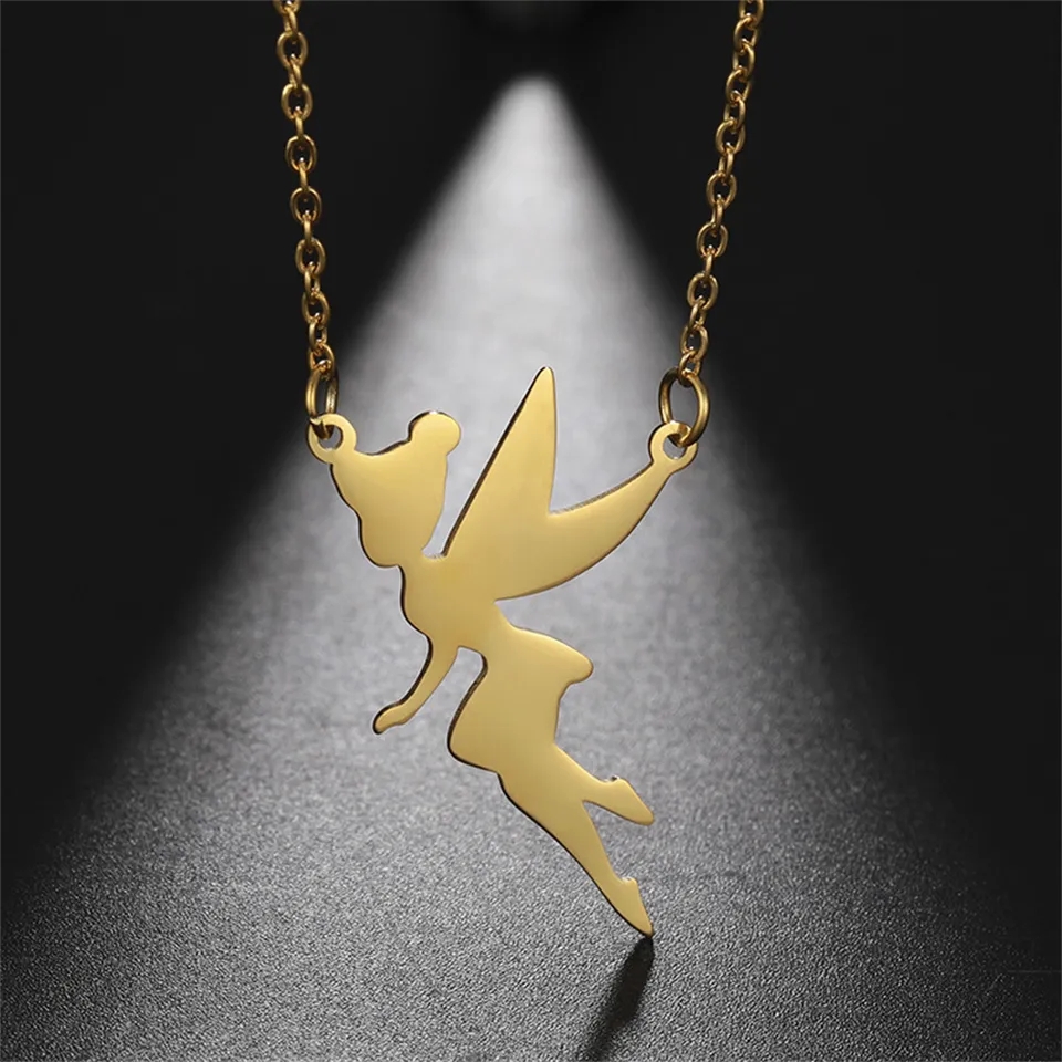 Colgante Collar Hada Acero Dorado - Imagen 2