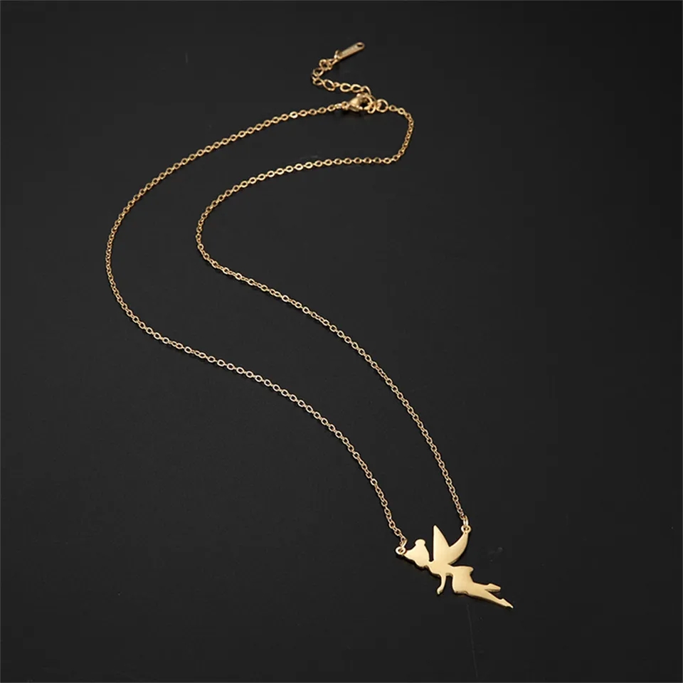 Colgante Collar Hada Acero Dorado - Imagen 3