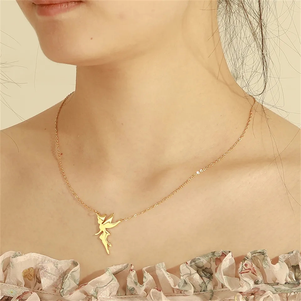 Colgante Collar Hada Acero Dorado - Imagen 5