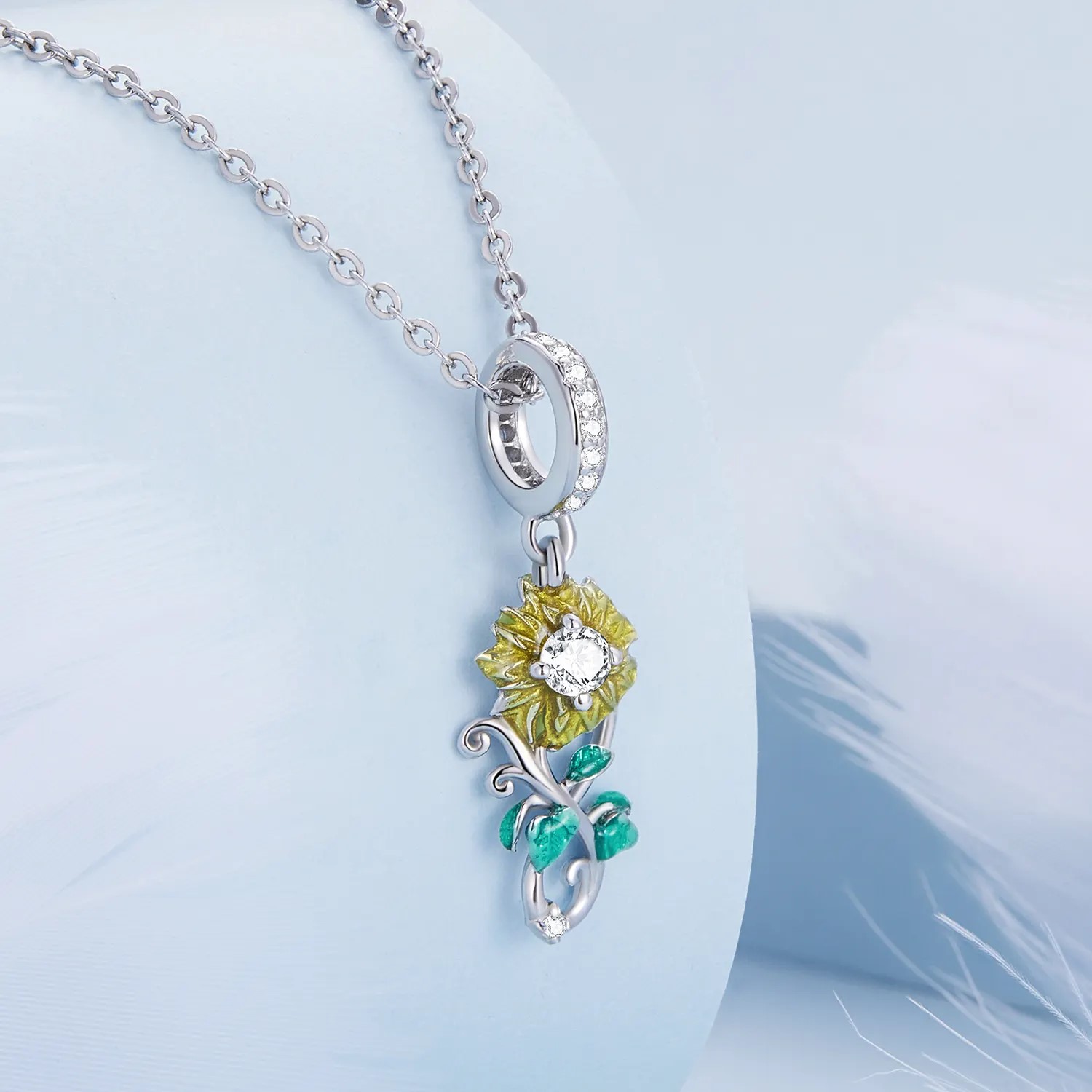 Charm Dije Plata 925 Flor Girasol Infinito - Imagen 5