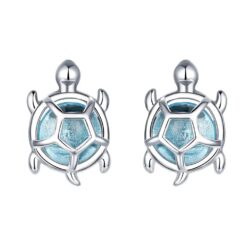 Aros Plata 925 Tortuga Marina Celeste