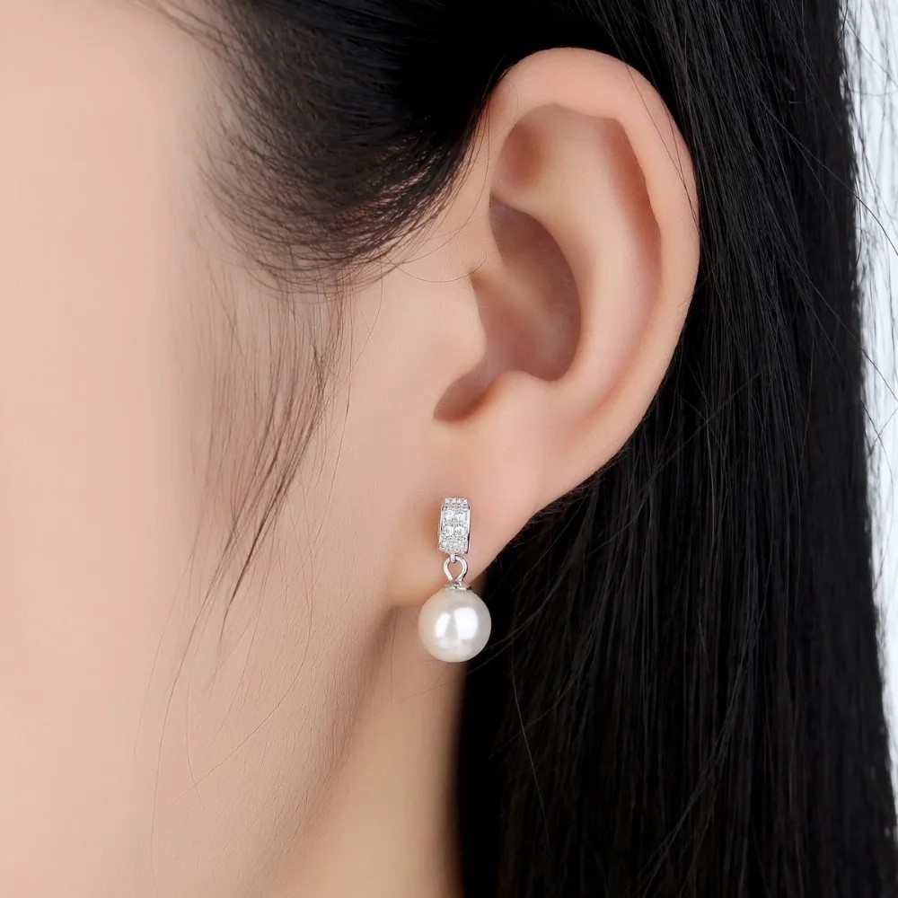 Aros Plata 925 Perla Blanca y Circones - Imagen 2