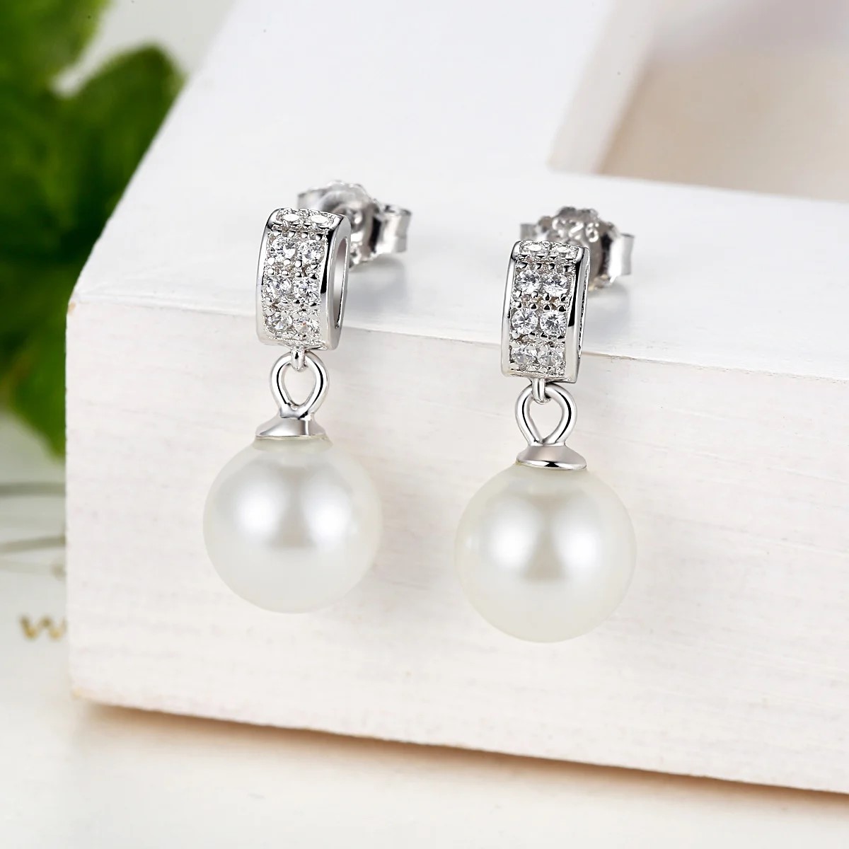 Aros Plata 925 Perla Blanca y Circones - Imagen 3