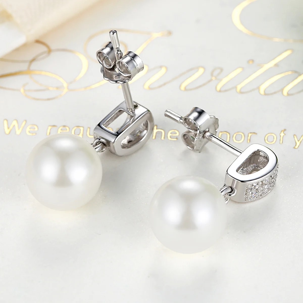 Aros Plata 925 Perla Blanca y Circones - Imagen 4