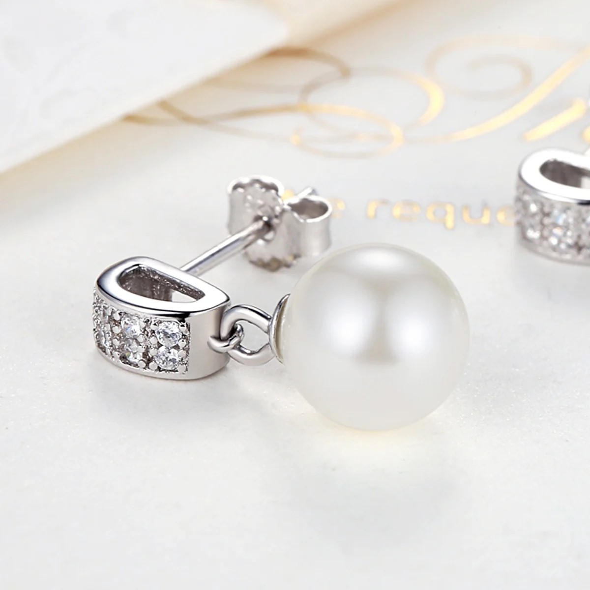Aros Plata 925 Perla Blanca y Circones - Imagen 5
