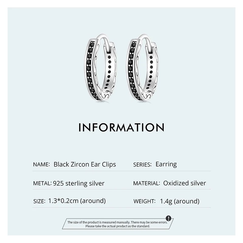 Aros Plata 925 Argollas Huggies Circones Negros - Imagen 8