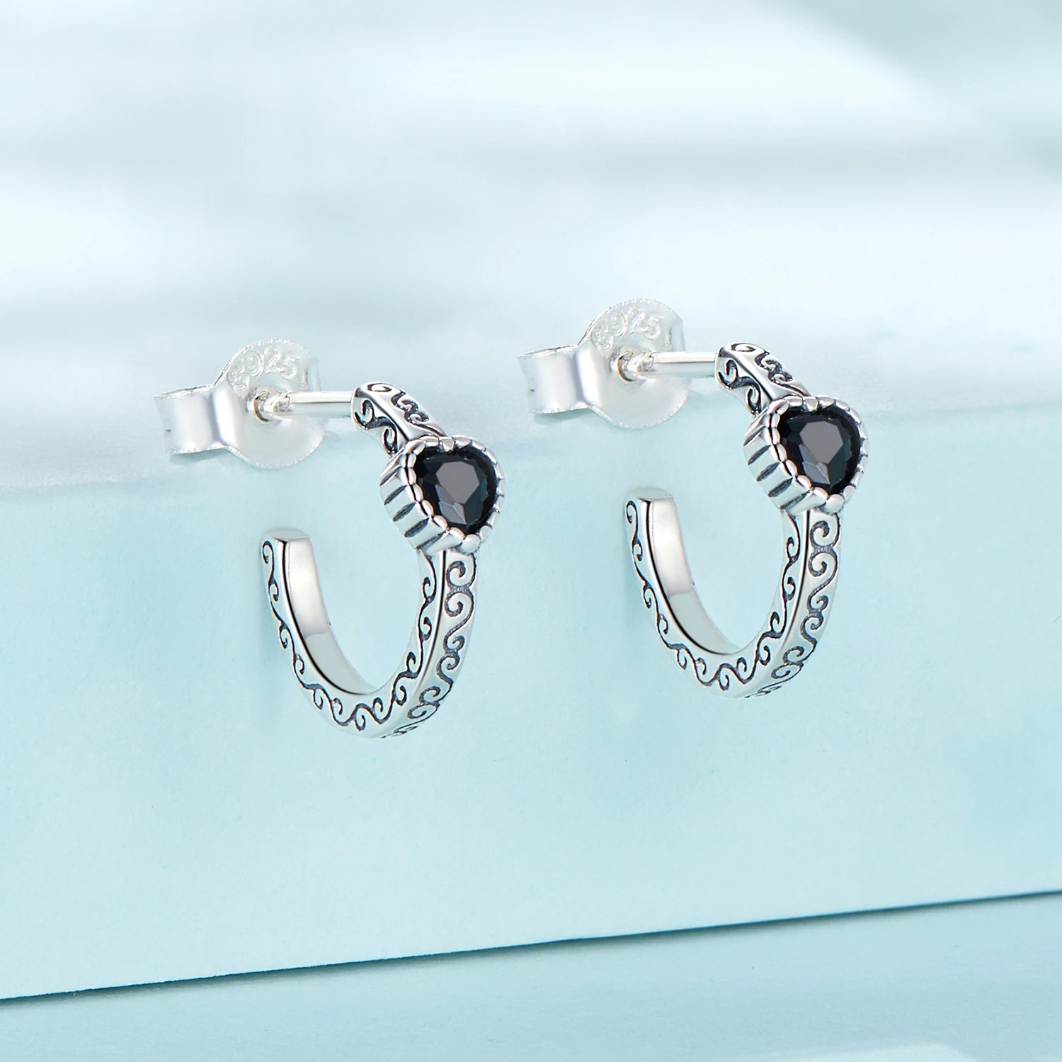 Aros Plata 925 Semi Argolla Corazon - Imagen 3