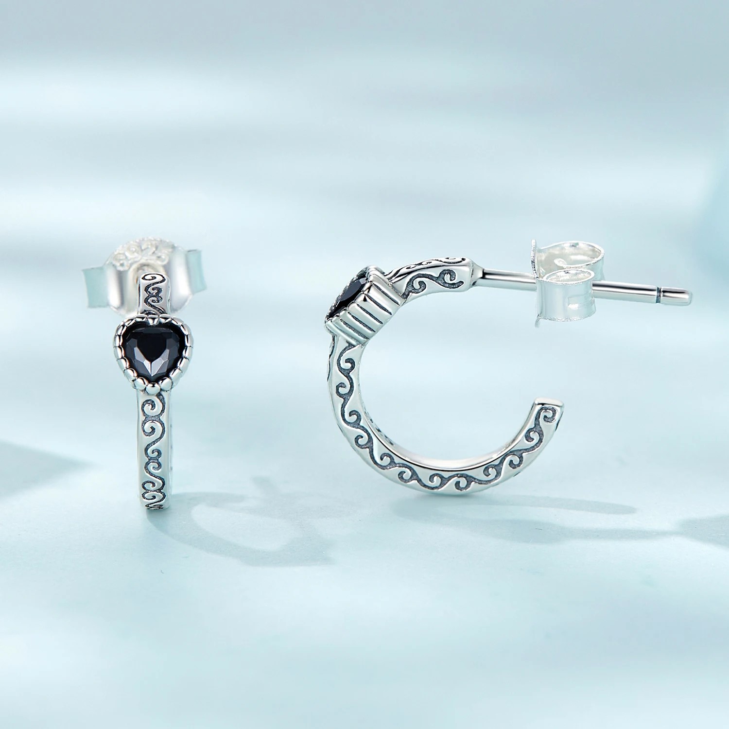 Aros Plata 925 Semi Argolla Corazon - Imagen 4