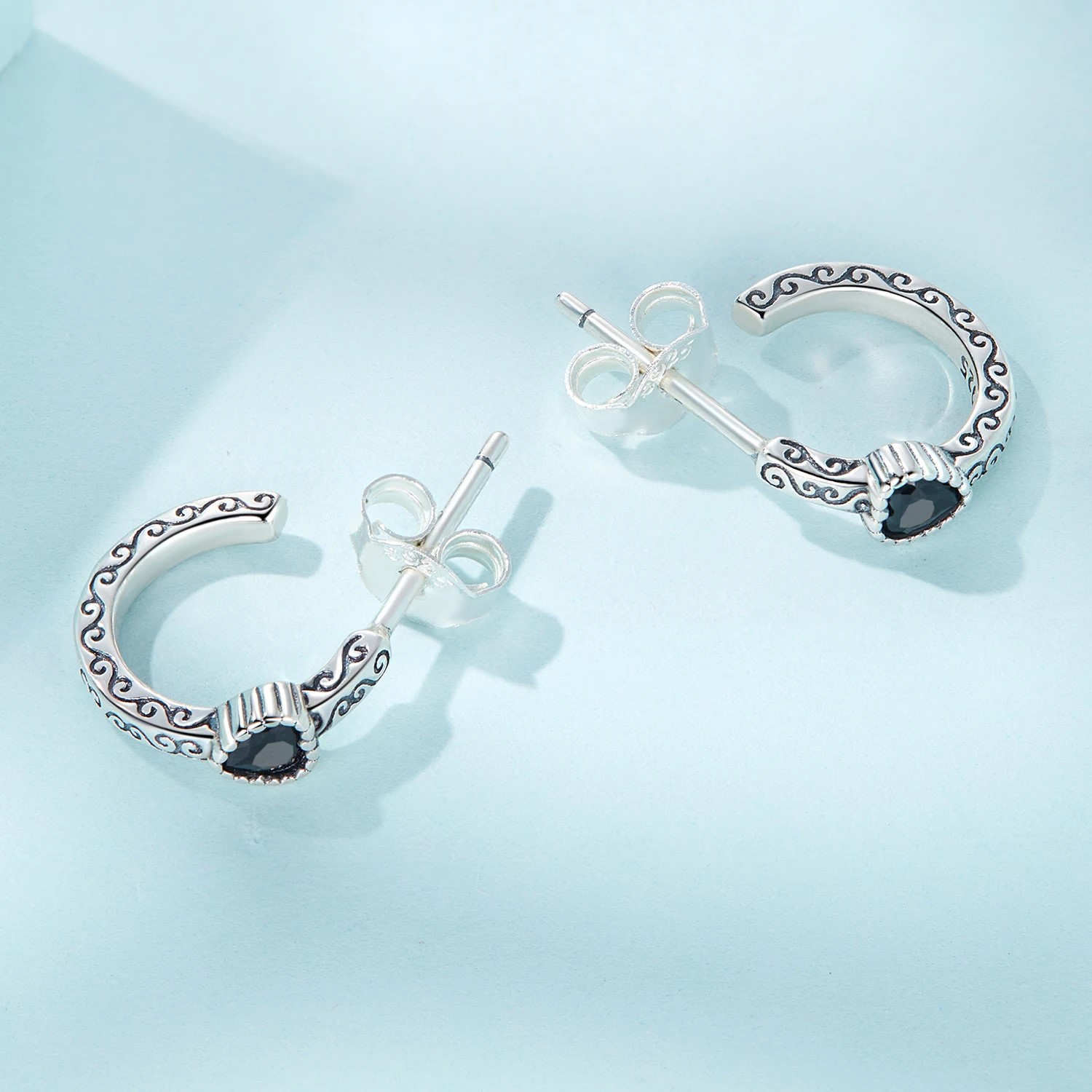 Aros Plata 925 Semi Argolla Corazon - Imagen 5