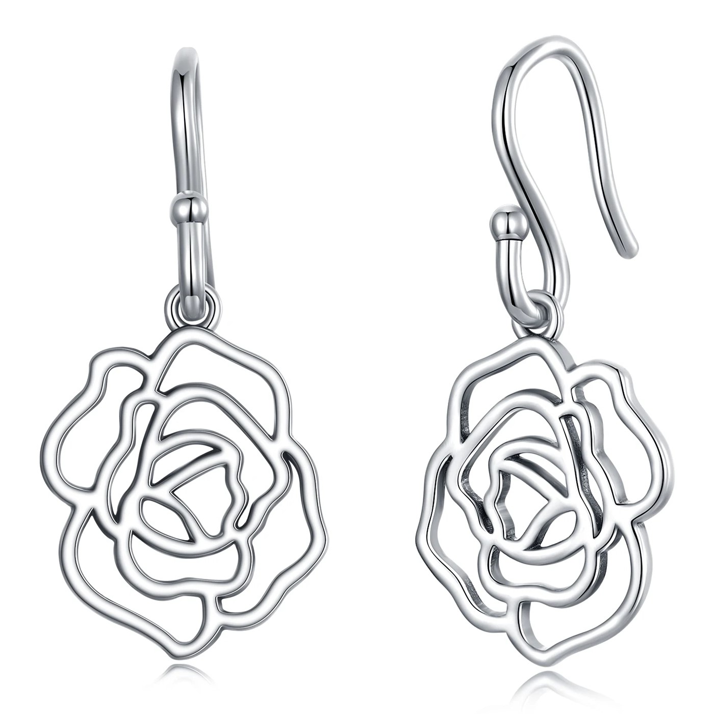 Aros Plata 925 Rosa Colgante Plateada