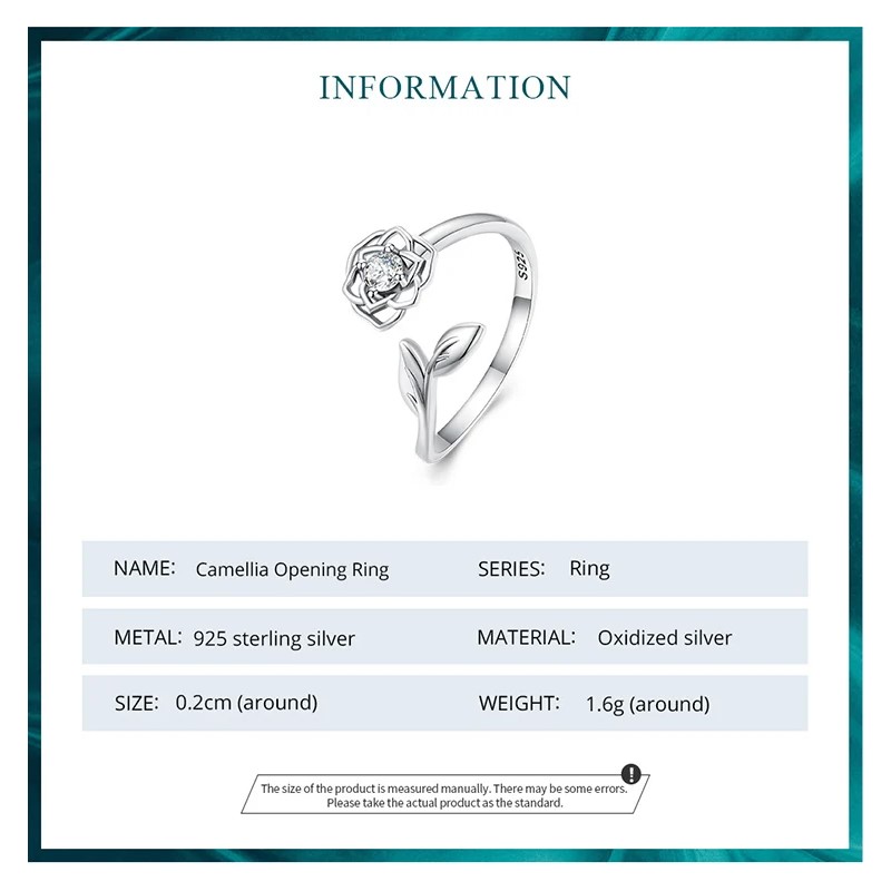 Anillo Plata 925 Flor Camelia Circon - Imagen 6