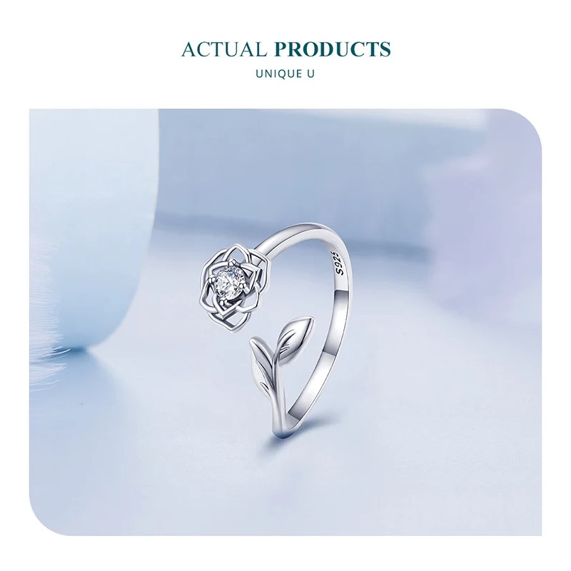 Anillo Plata 925 Flor Camelia Circon - Imagen 7