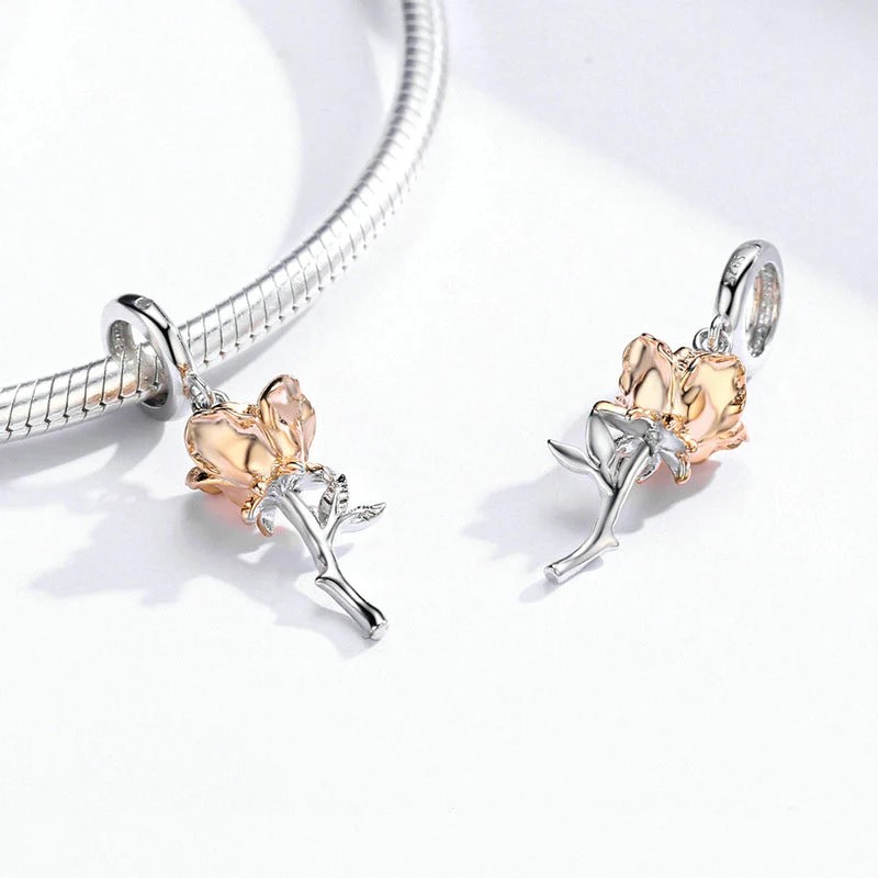 Charm Dije Plata 925 Rosa Dorada - Imagen 3