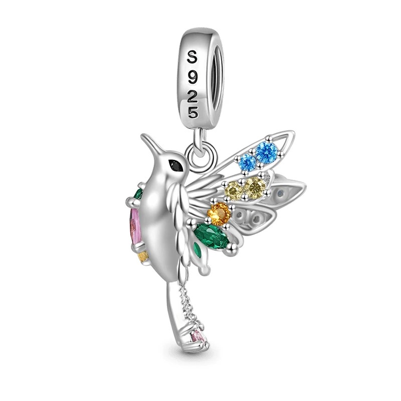 Charm Dije Colgante Colibrí Ave Pajaro de Cola