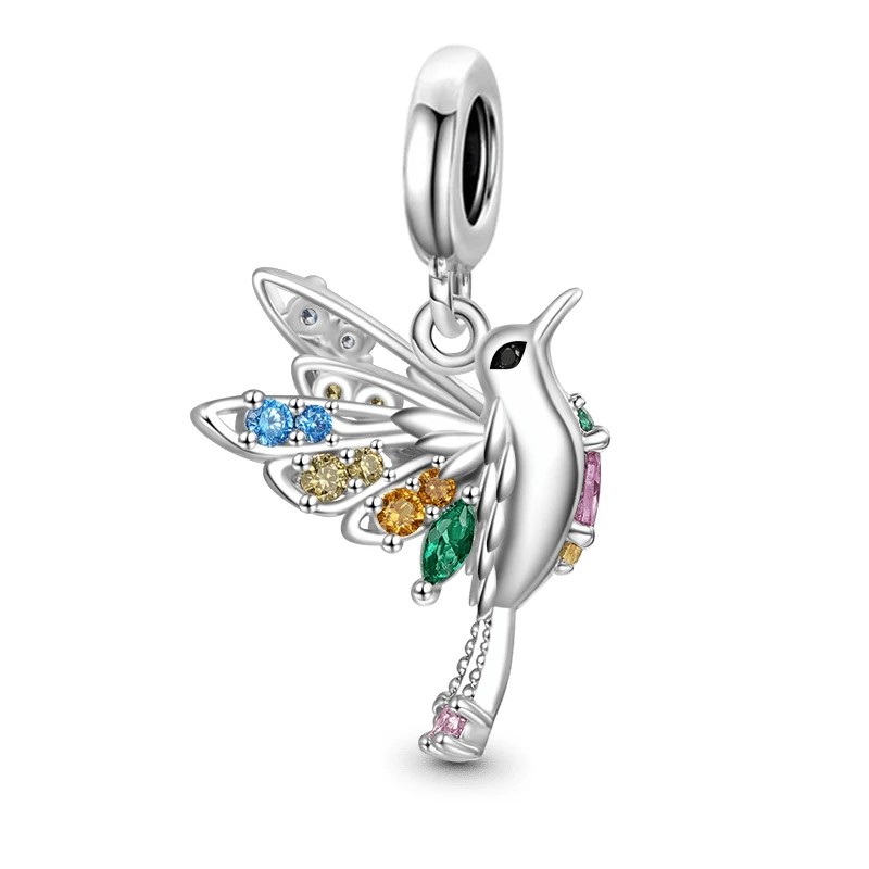 Charm Dije Colgante Colibrí Ave Pajaro de Cola - Imagen 2
