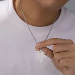 Alternative view of Collar Cabeza Leon King Acero Plateado