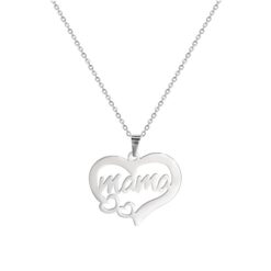Collar Acero Mama Dos Corazones Plateado