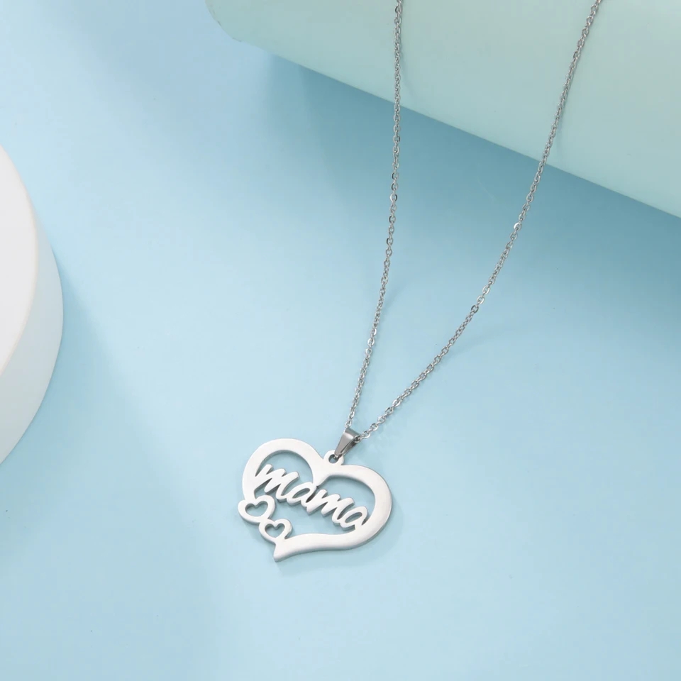 Collar Acero Mama Dos Corazones Plateado - Imagen 3