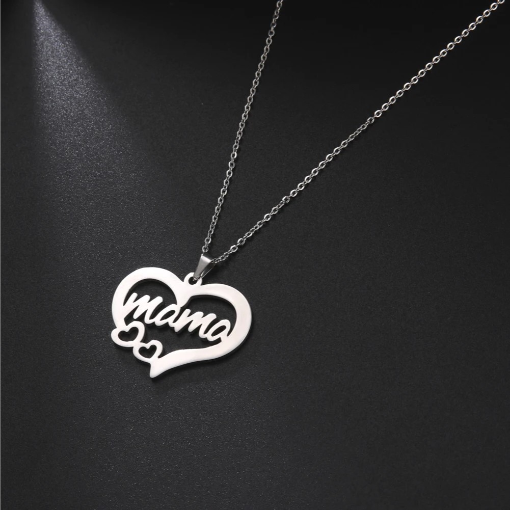 Collar Acero Mama Dos Corazones Plateado - Imagen 4