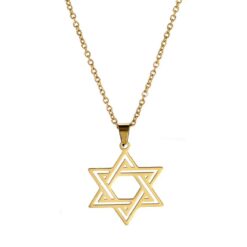 Colgante Collar Estrella David Biselada Acero Dorado