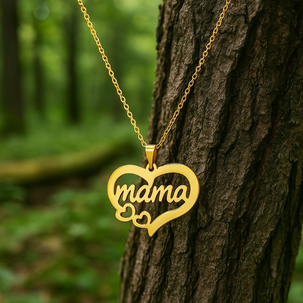 Collar Acero Mama Dos Corazones Dorado - Imagen 4