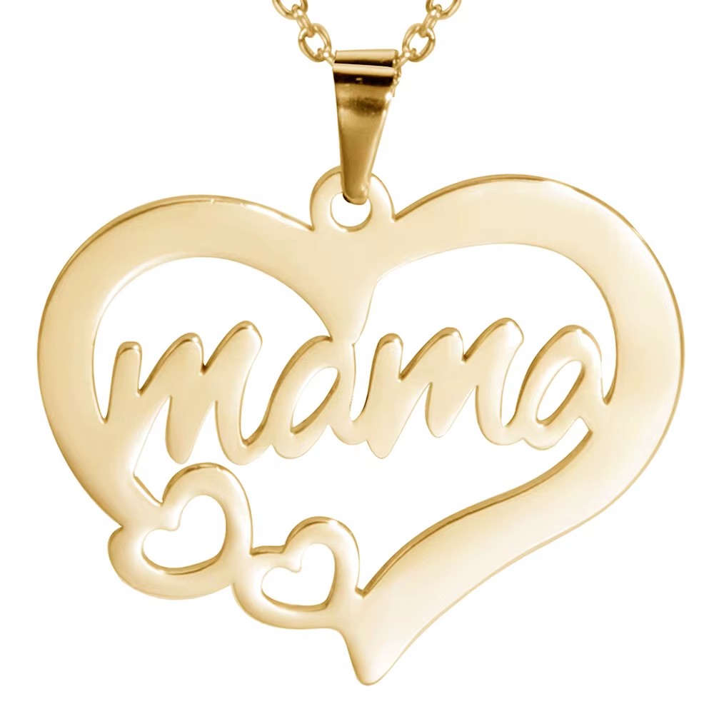 Collar Acero Mama Dos Corazones Dorado - Imagen 3
