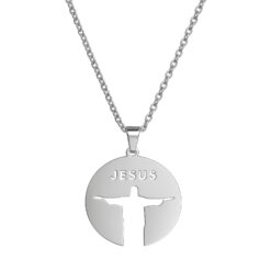 Collar Jesús Cristo Redentor Acero Plateado