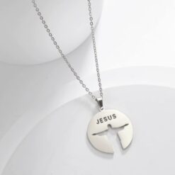 Alternative view of Collar Jesús Cristo Redentor Acero Plateado