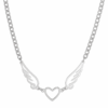 Collar Alas de Ángel corazón Acero Plateado