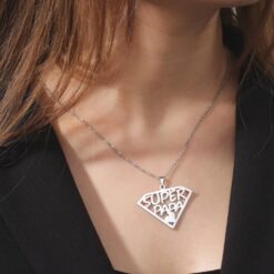 Collar Super Papa Acero Plateado