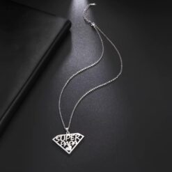 Collar Super Papa Acero Plateado